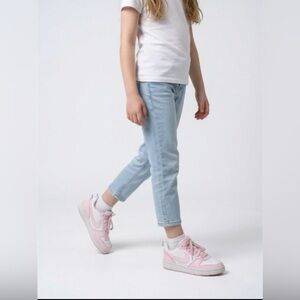 Nike All Day Play Girls Pink White Sneakers Breathable Lace up US 3.5 Y